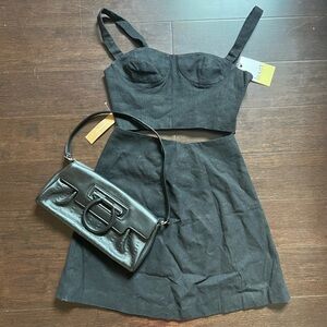 Kourt Black 2 piece cropped corset and skirt set